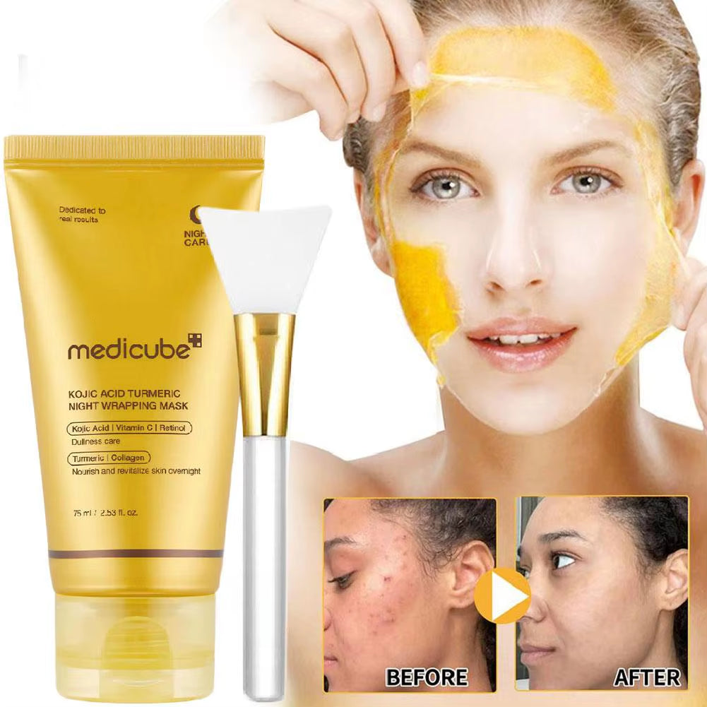 Medicube Turmeric VC Collagen Peel Mask with Brush Improve Dullness Oil Control Hydrating Moisturizing Brightening Peel-Off Mask